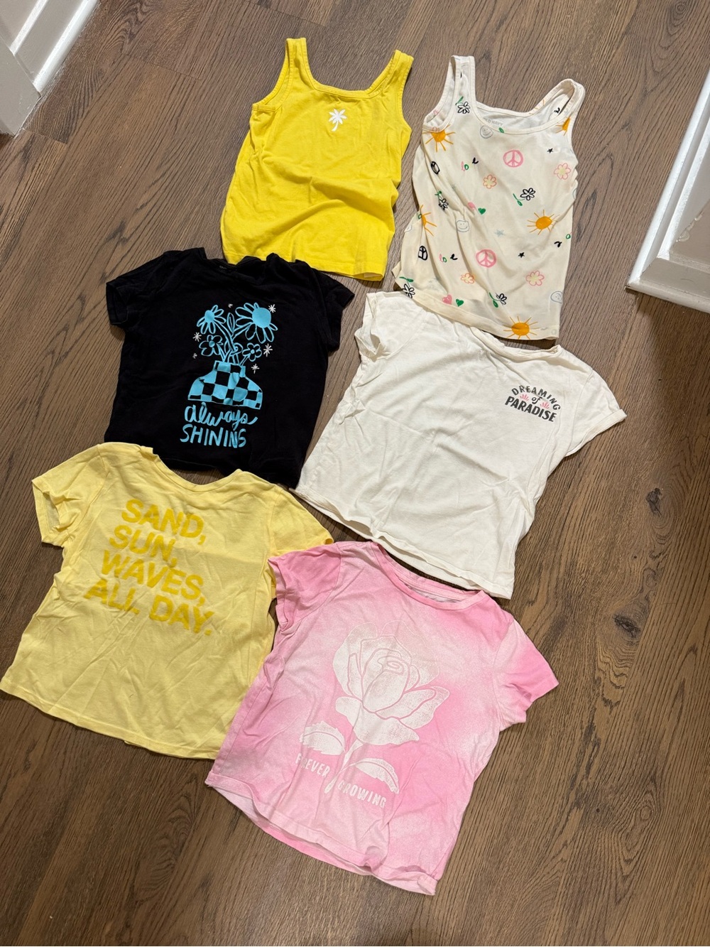 Old Navy Girls' Mixed Graphic Tees & Tanks - Yellow, Black, White, Pink - size M